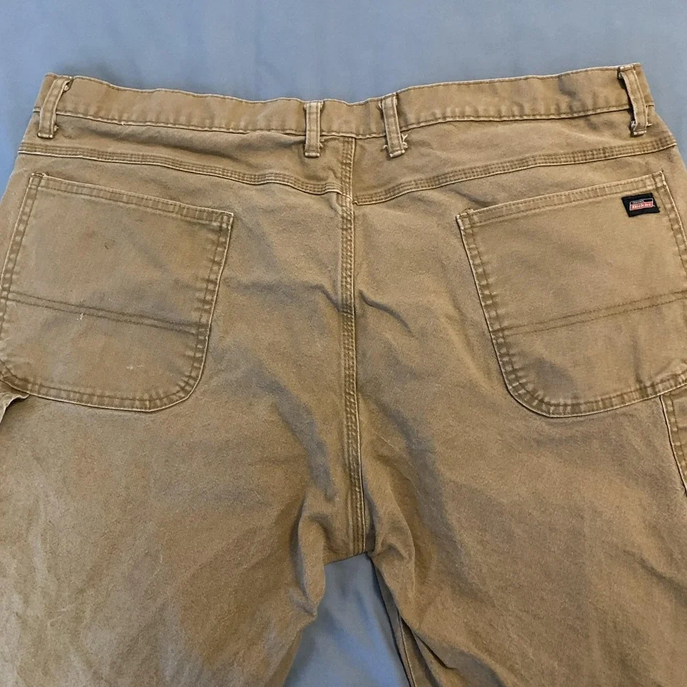 Dickies Carpenter Pants Mens 43x32 Brown Canvas Relaxed Fit Workwear 874 Stretch